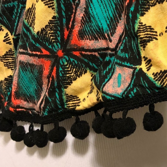 Printed Spaghetti Tank with Pom Poms - Picture 3 of 7